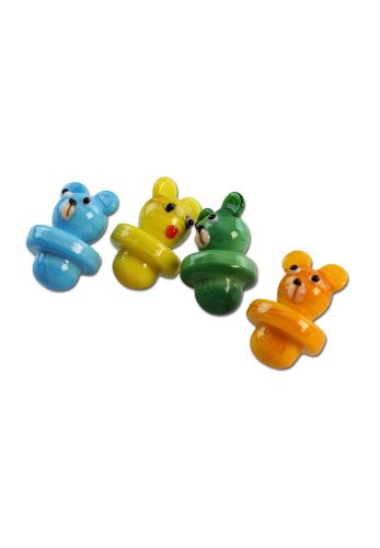 Glass Carb Cap Bear Colour Mix 4ks